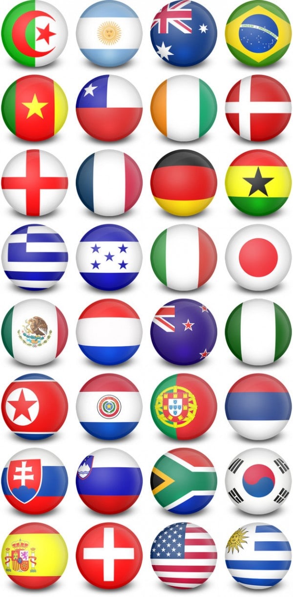 world flags labeled