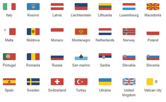 world flags labeled