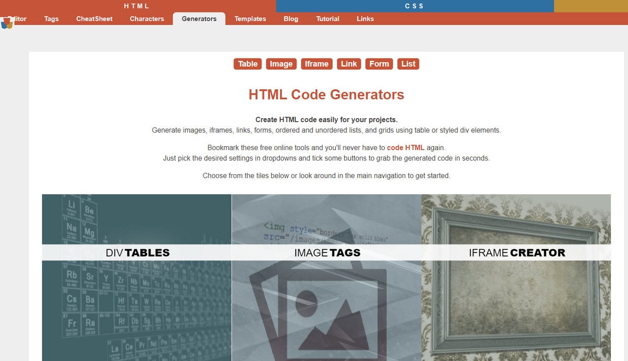 HTML and CSS Generators