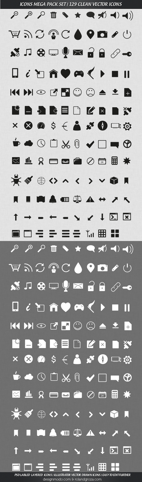 Free Mega Pack Vector Icons Set - 129 Clean Icons