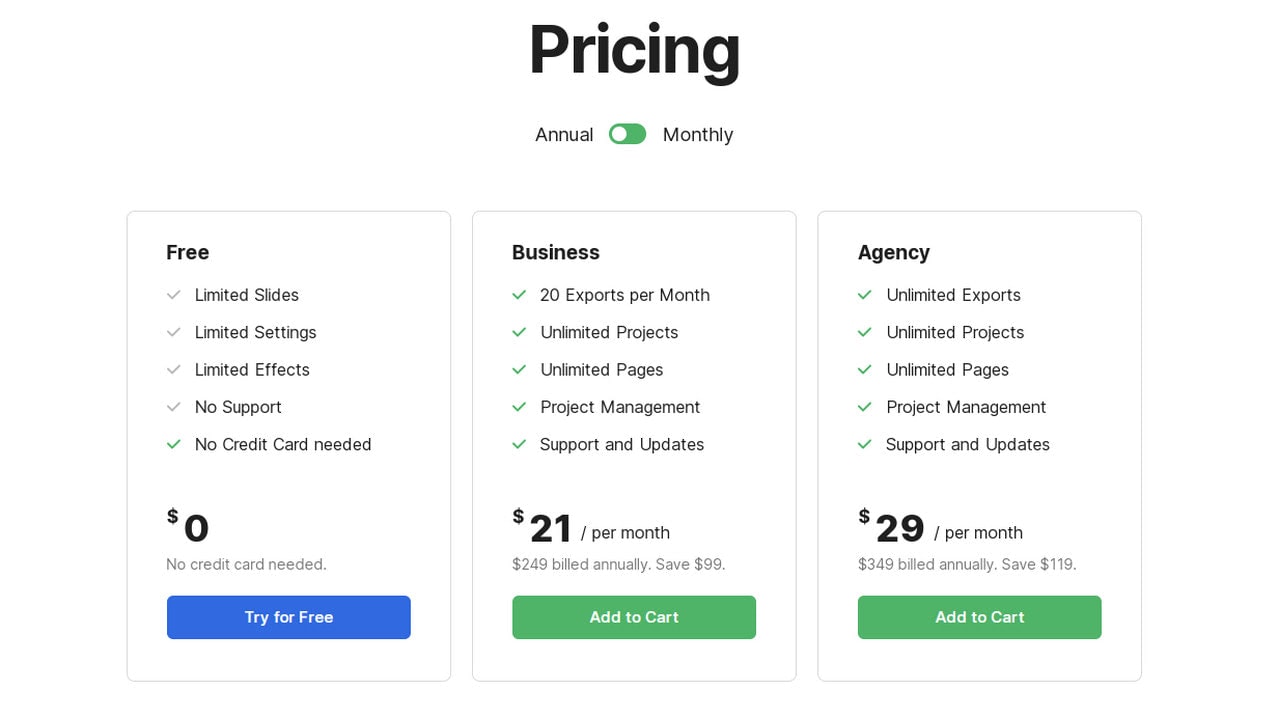 Pricing Landing Page Examples