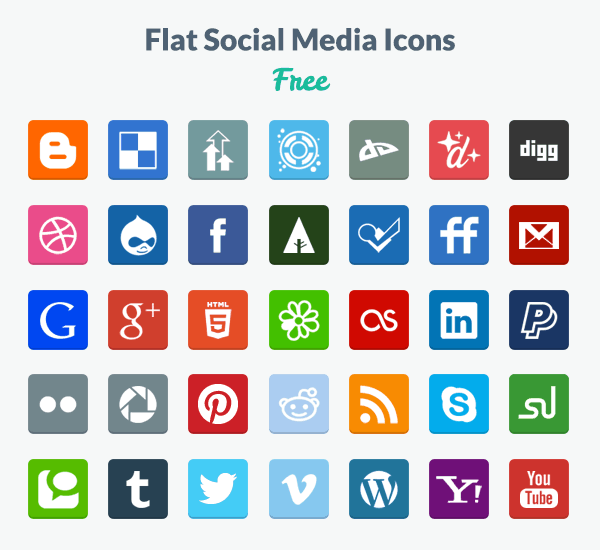 Free Flat Social Media Icons Png Psd Designmodo