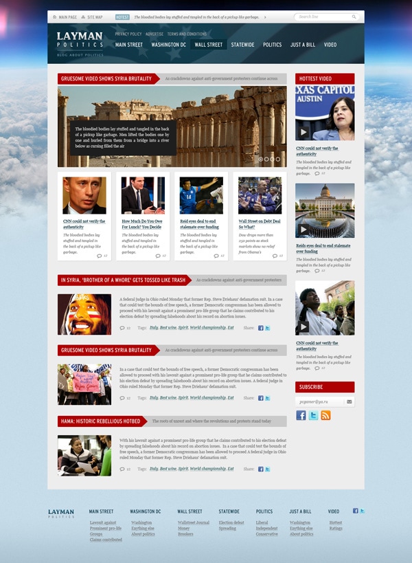 News and Politics Free PSD Website Template