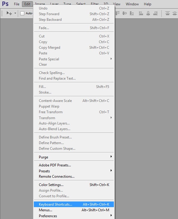 keyboard shortcuts for adobe photoshop mac os