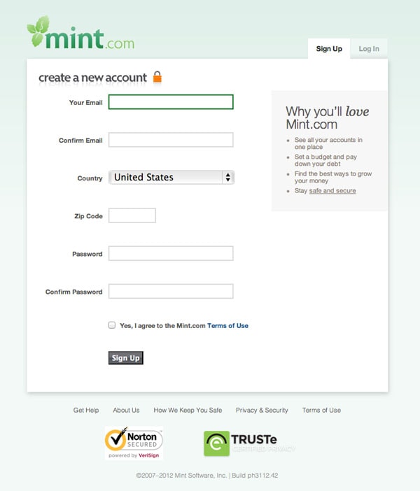 Mint.com Sign Up