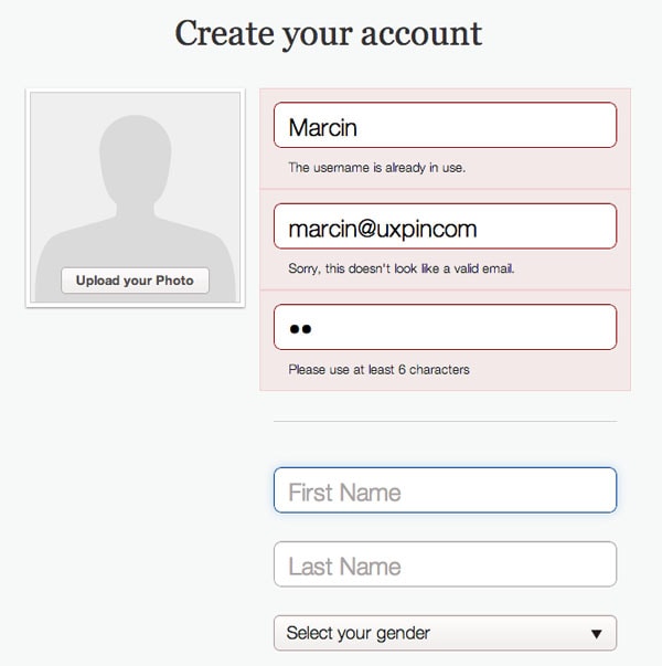 form confirmation validation Pinterest UI Validation Form Pattern Message Error Design