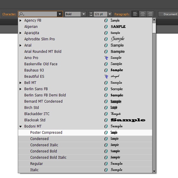 limit adobe illustrator fonts list