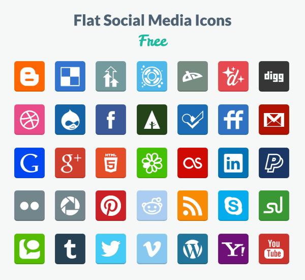 Free Flat Social Media Icons (PNG & PSD) - Designmodo