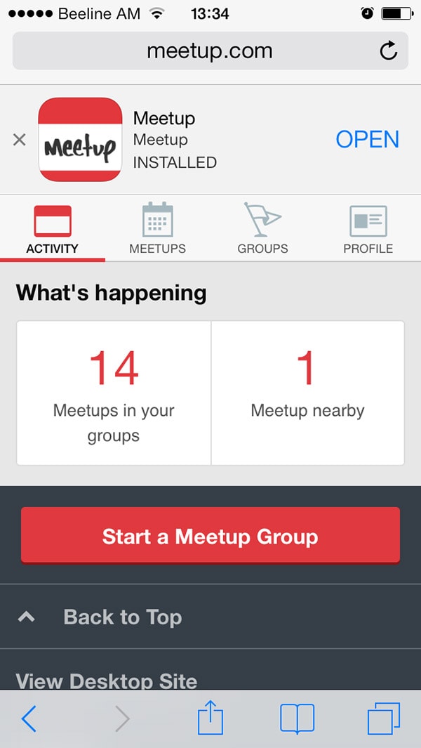 Meetup mobile