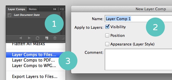 The Layer Comps Tab