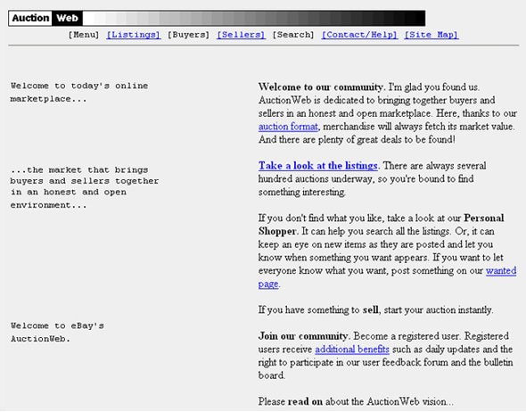 eBay, Homepage, 1997