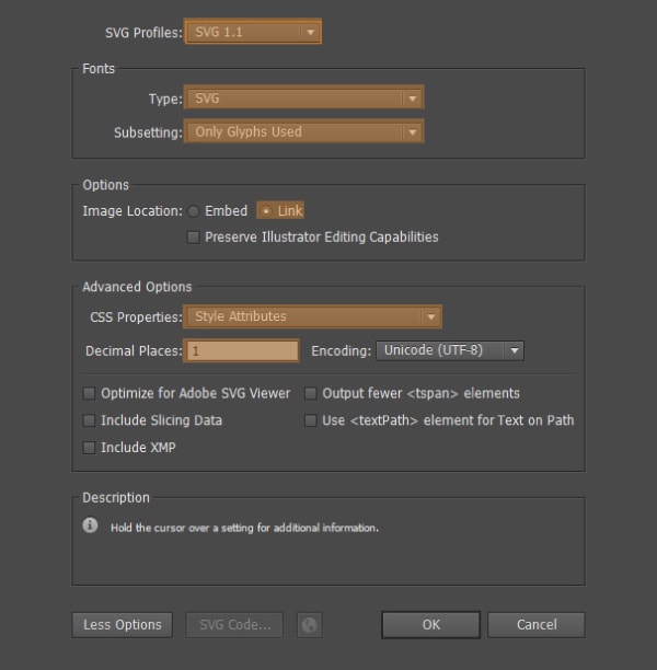 SVG Settings