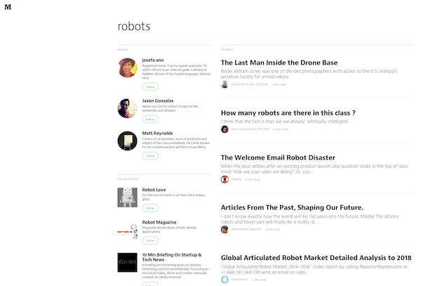 Medium’s search page