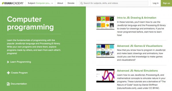 khan academy coding program