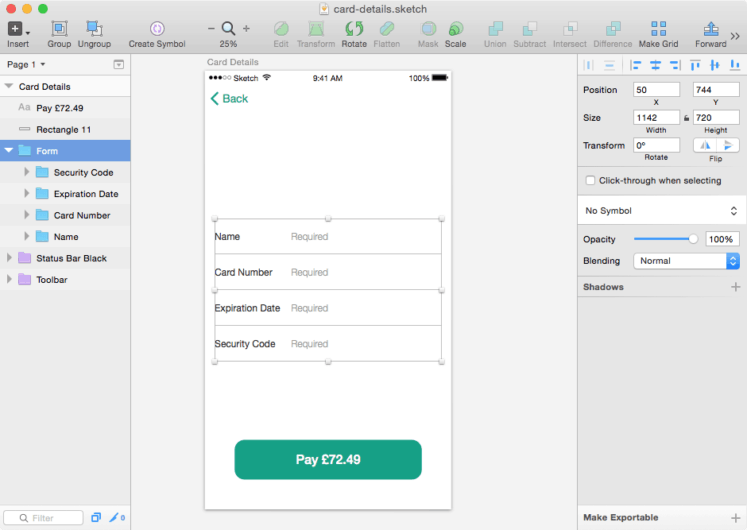Design a Card Details App Screen in Sketch 3 (Tutorial) Designmodo