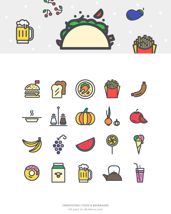 Creaticons Free Food Beverages Vector Icons Ai Eps Svg Png Designmodo