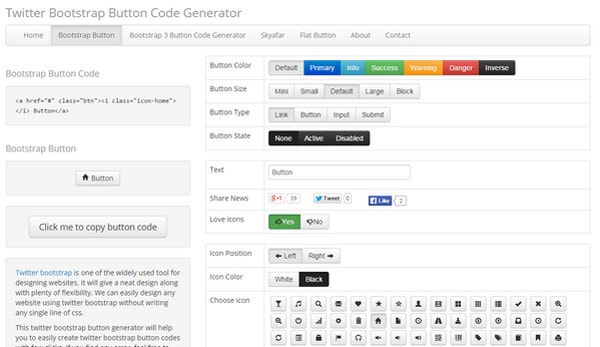 Bootstrap Button Code Generator