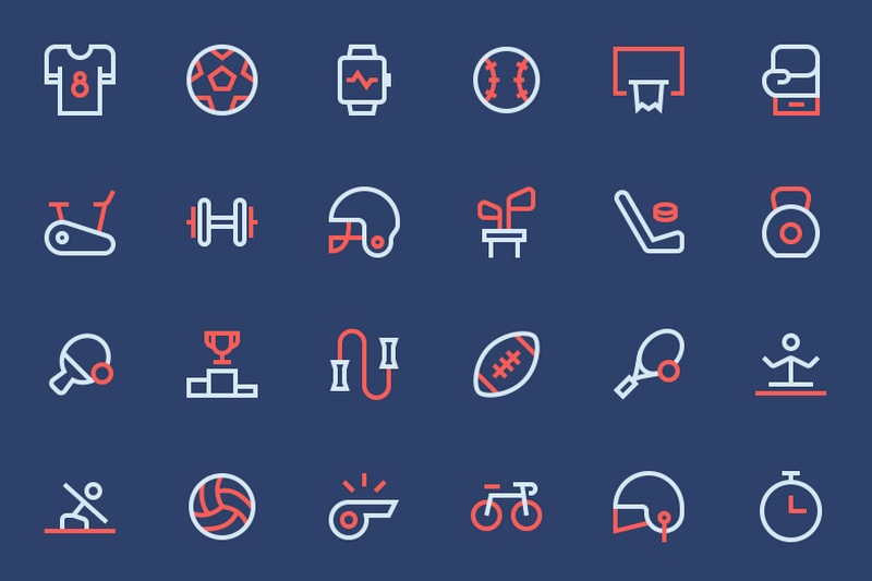 Flat Minimal Sports Icon Pack Vector Download