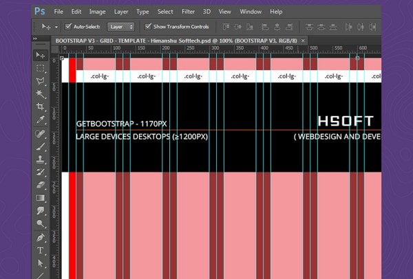 Free 12 Column Bootstrap v3.0.0 Grid Pattern PSD