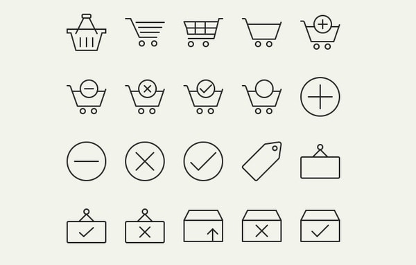 45 Outline E-commerce Icons