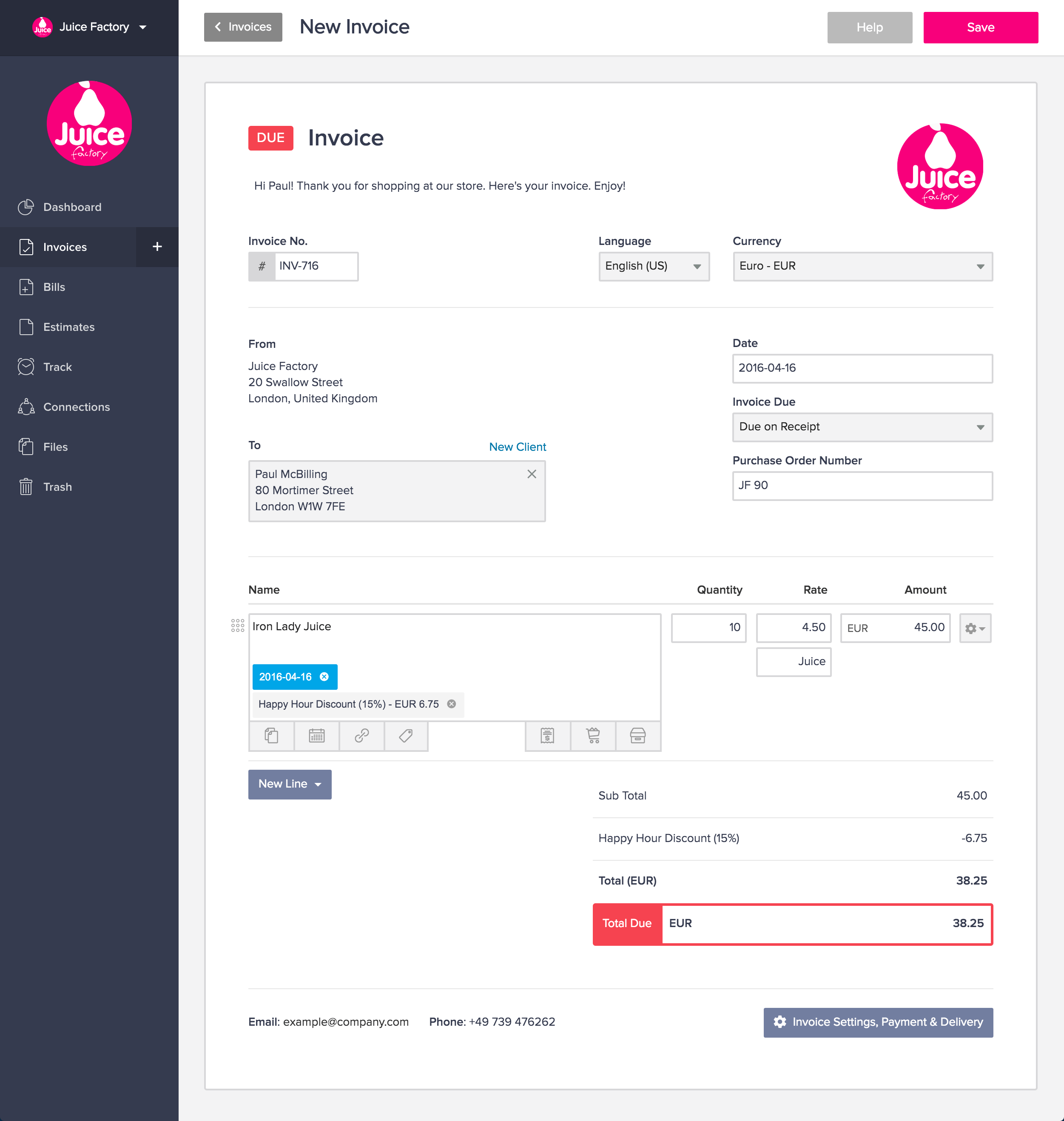 Feature Invoicing