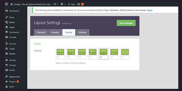 Grimag footer settings