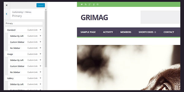 Grimags multiple menu feature