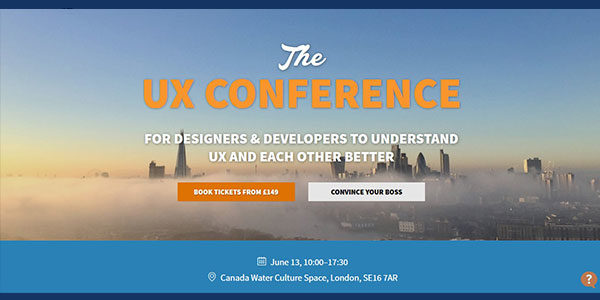 The UX Conference homepage screenshot