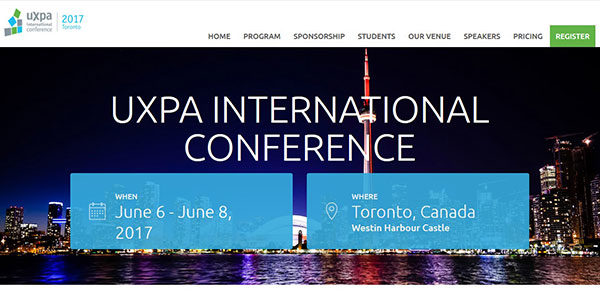 UXPA International Conference homepage screenshot