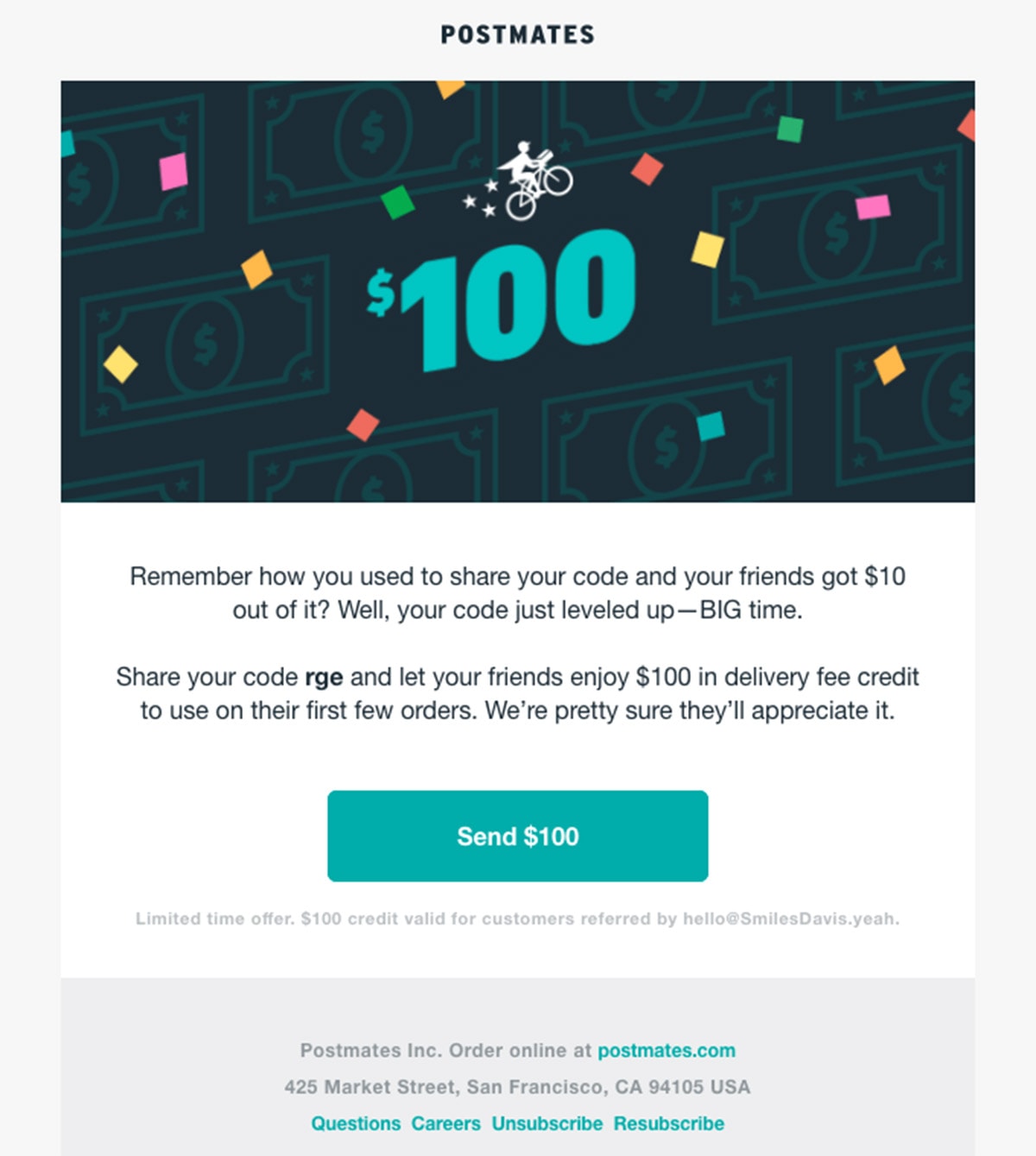 Postmates Newsletter