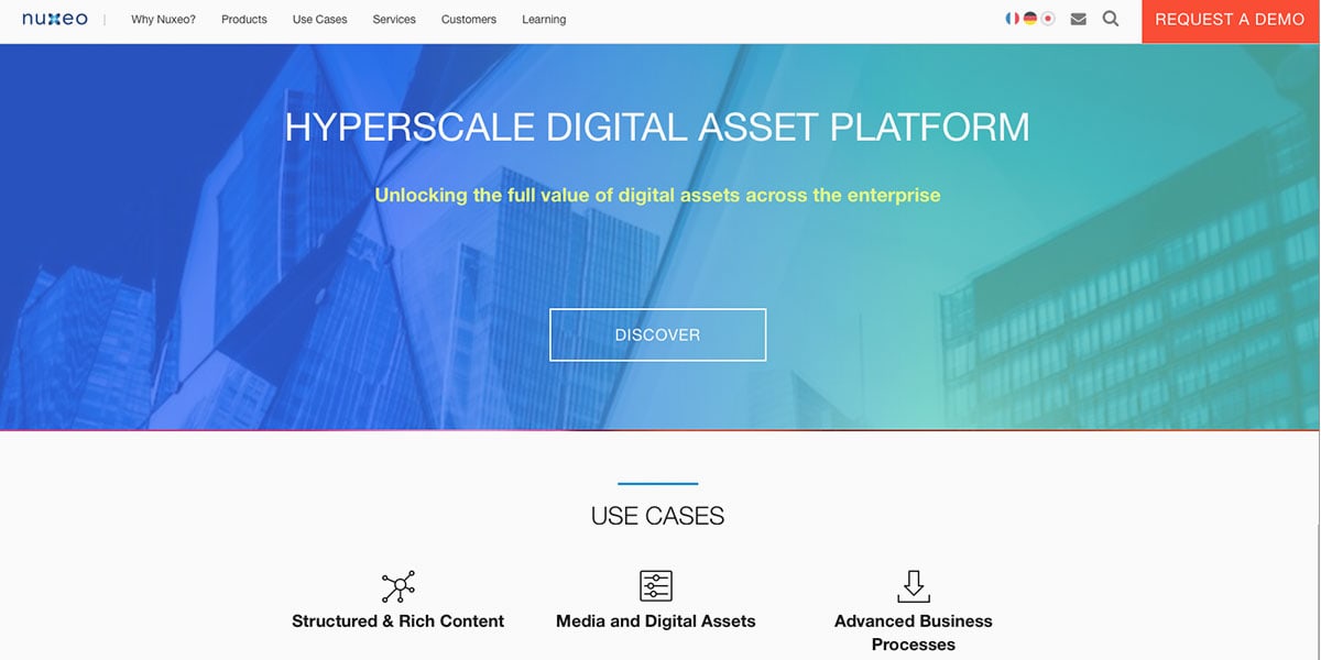 Nuxeo CMS Homepage Screenshot