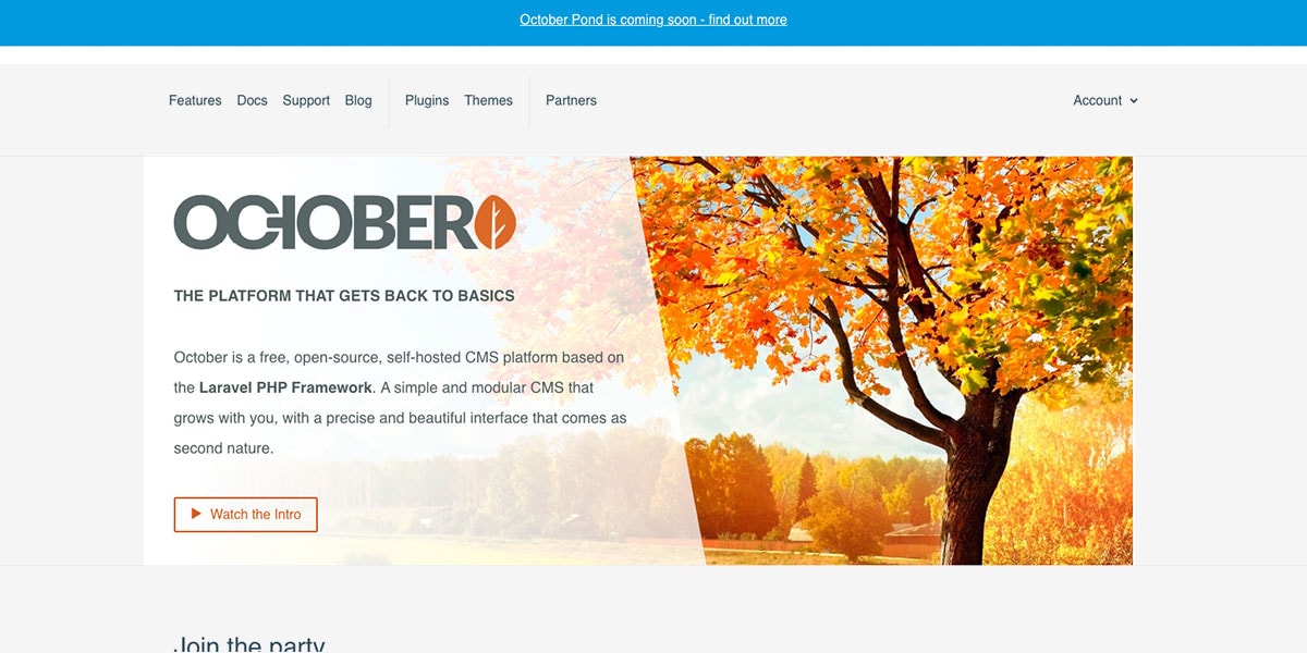 October CMS Homepage