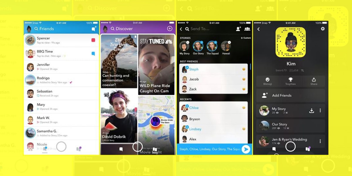 Snapchat redeseign new screens