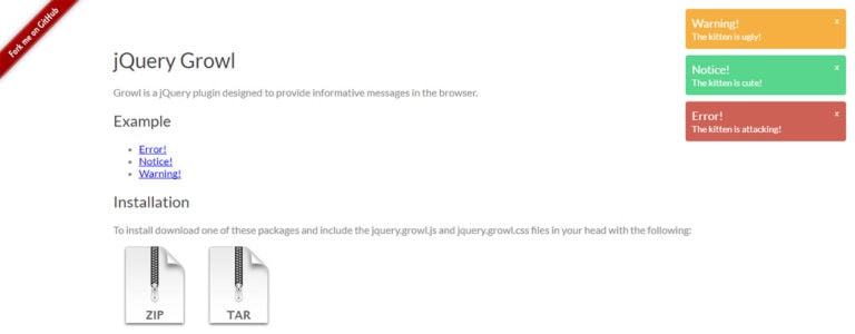 Free jQuery Notification Message Plugins for Websites - Designmodo