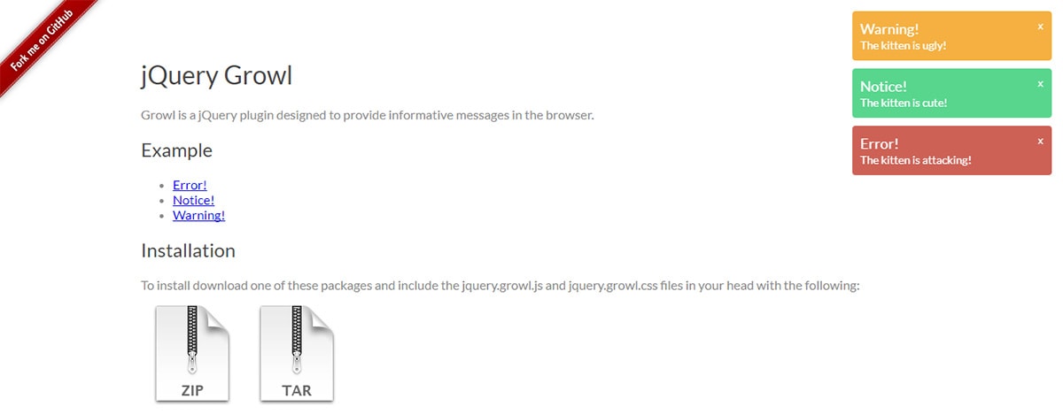 jQuery Growl