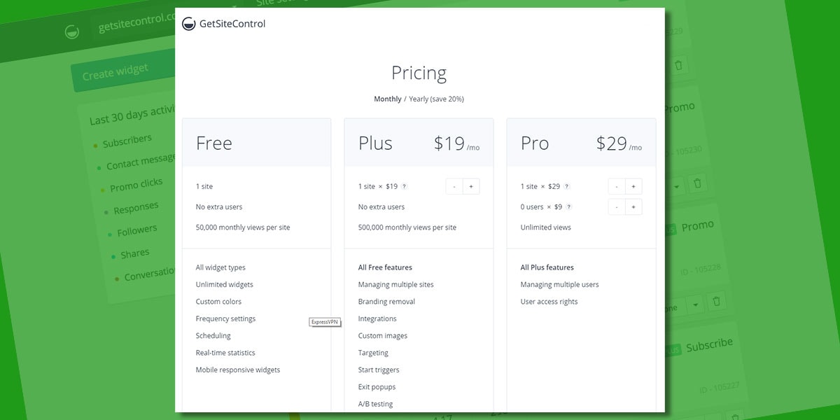 GetSiteControl Pricing