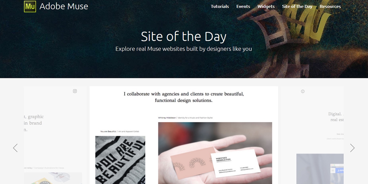 Sample of Adobe Muse powered website