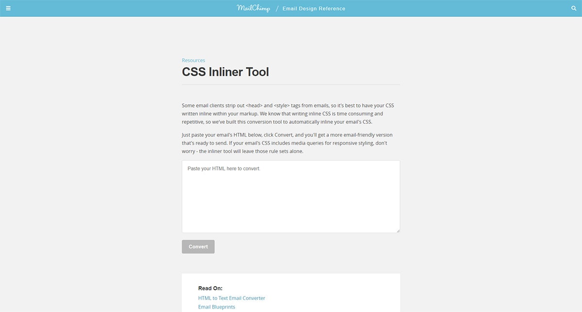 Mailchimp’s CSS Inliner tool