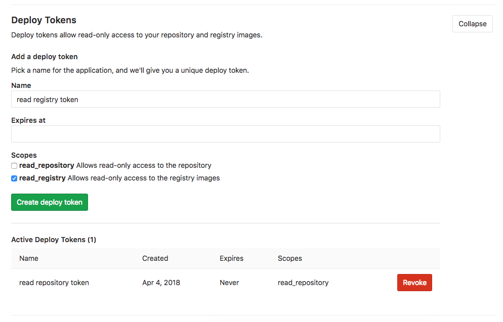 GitLab Deploy Tokens