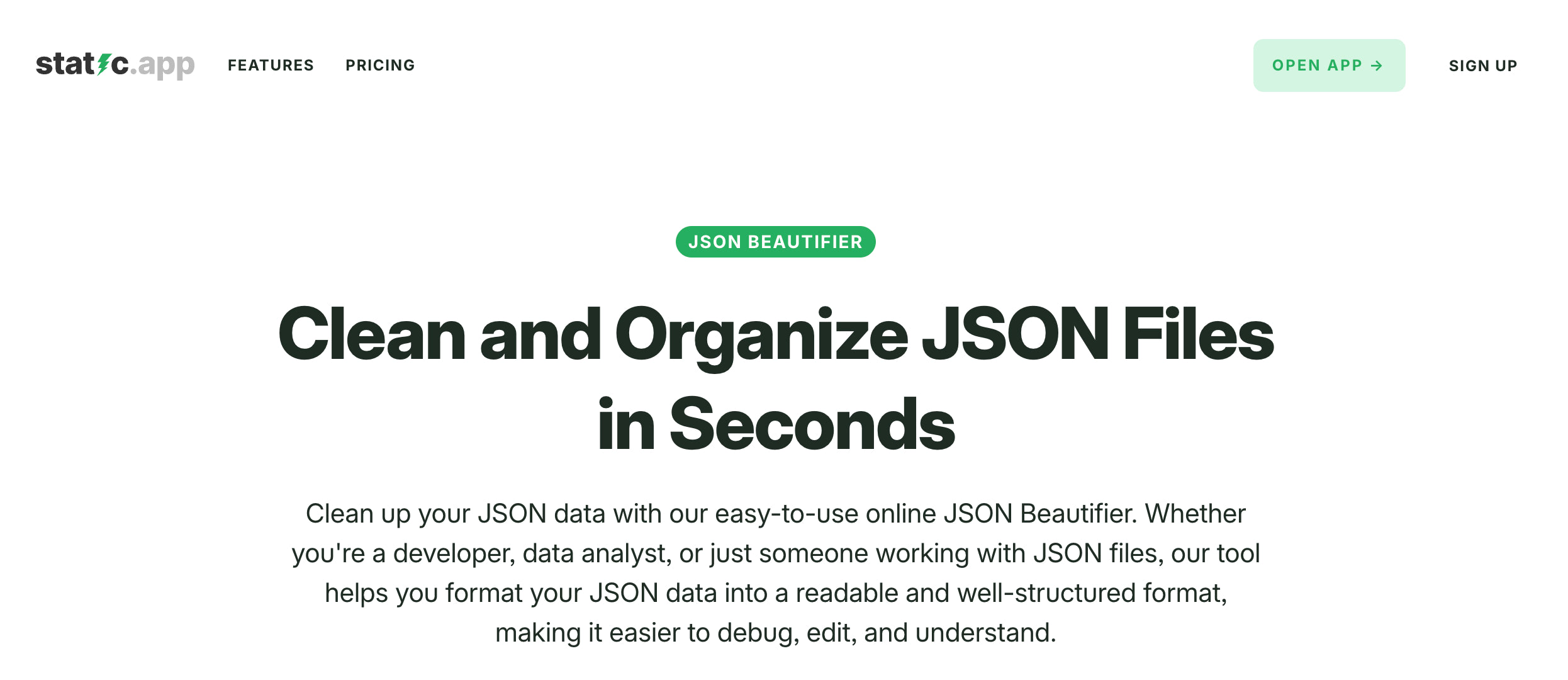 Static JSON Beautifier