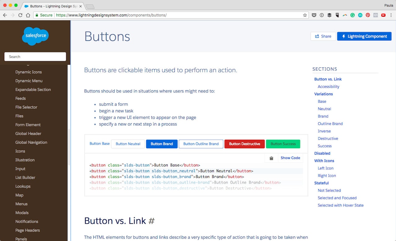 Common UI elements