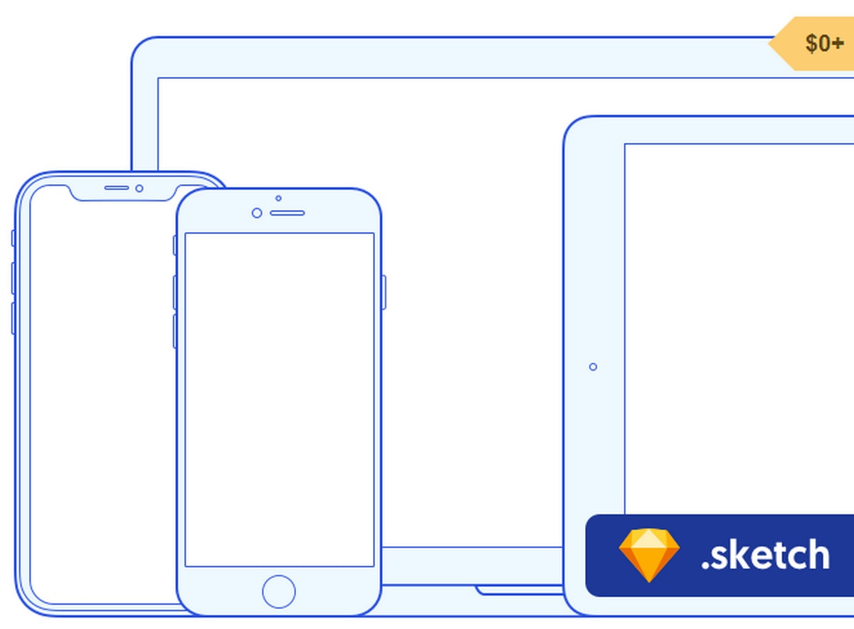 Free Minimal Outline Device Mockups PSD - Free UI Resources
