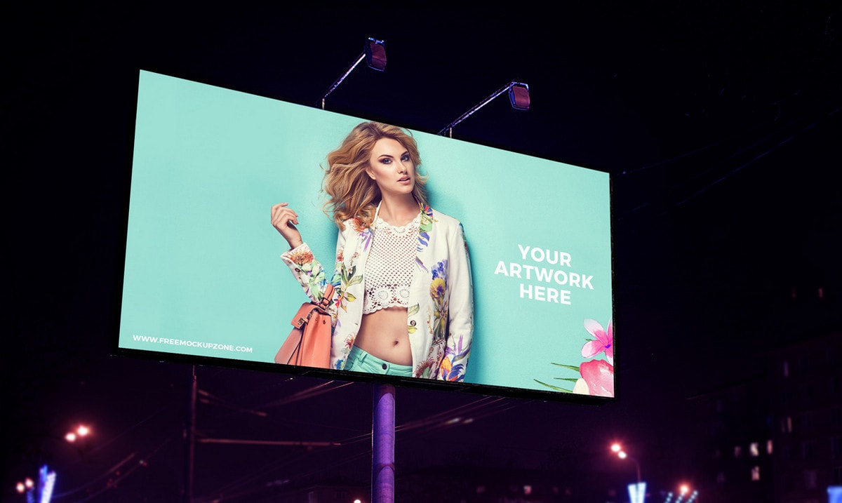 Night Scene Advertisement Billboard Mockup
