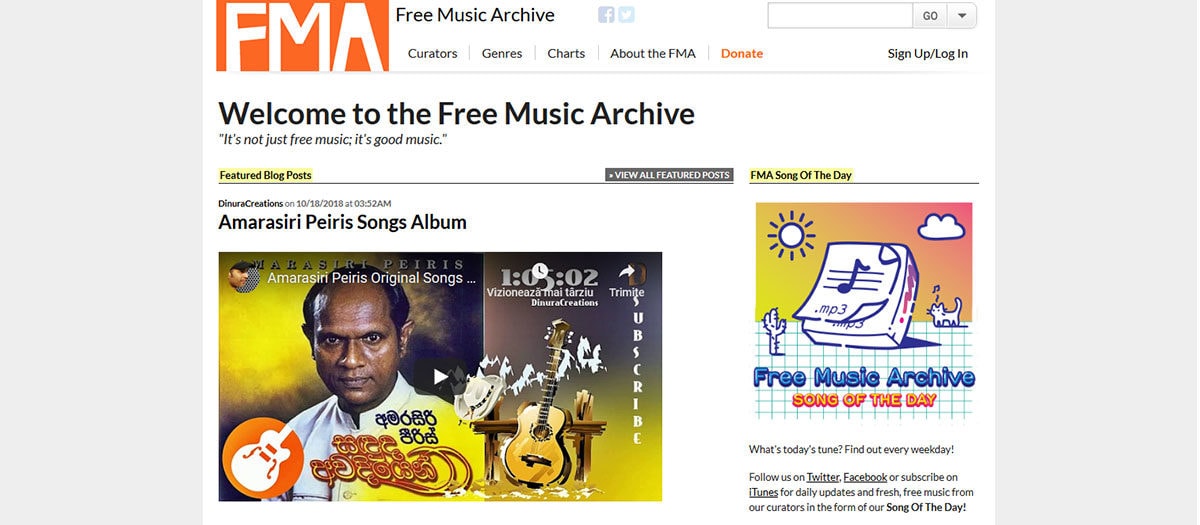 Sito web di Free Music Archive