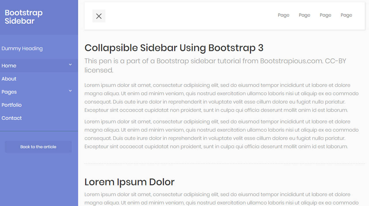 Bootstrap 4 sidebar by Ondrej