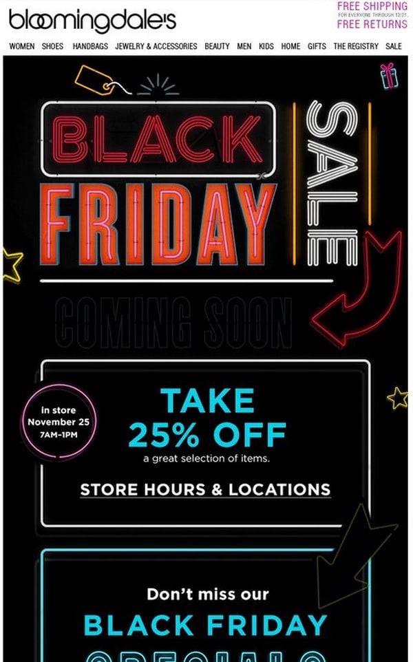 Email examples for: black friday