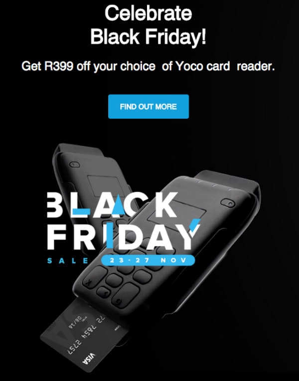 Newsletter électronique du Black Friday par Yoco