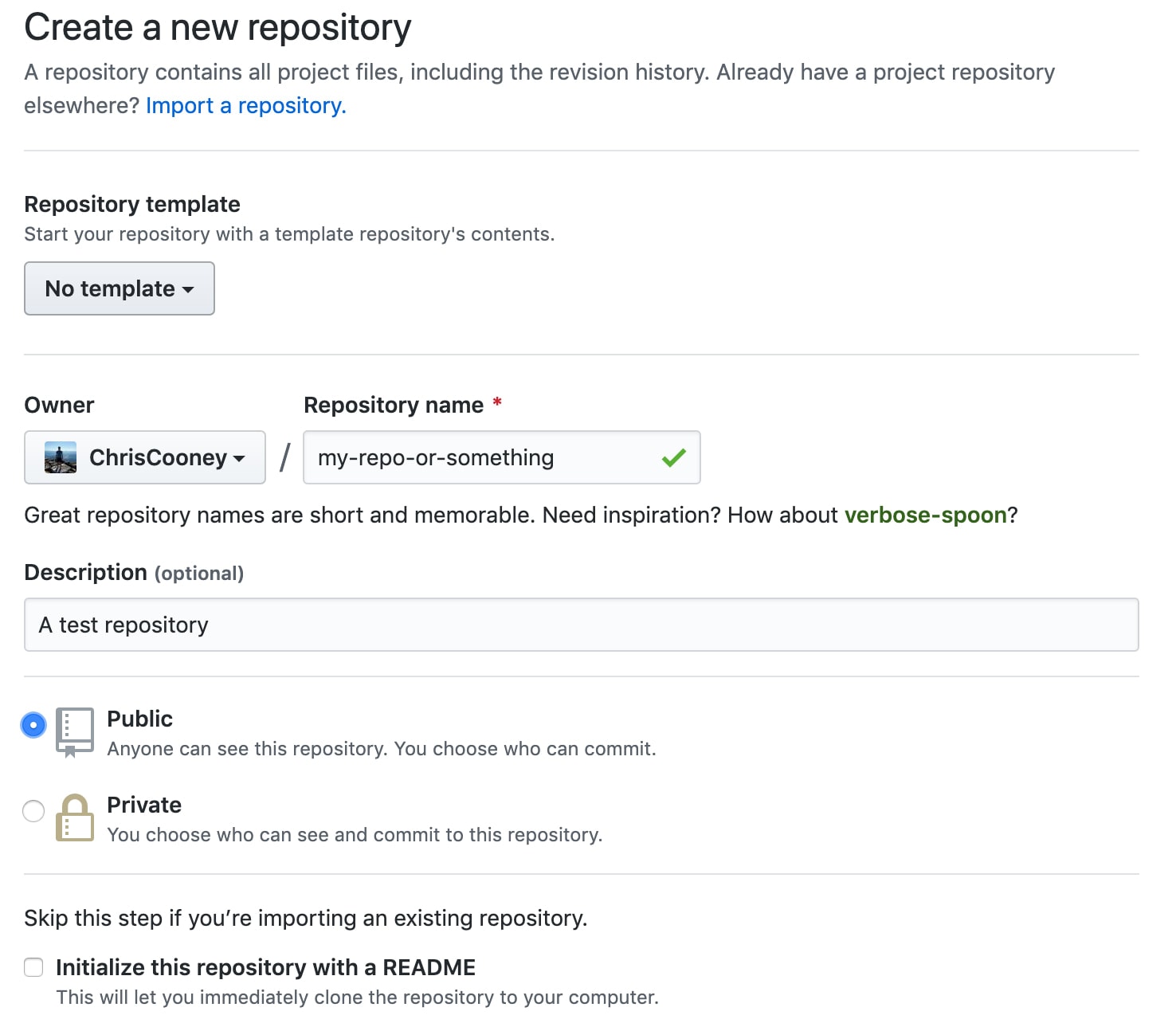 New Repo Config Github