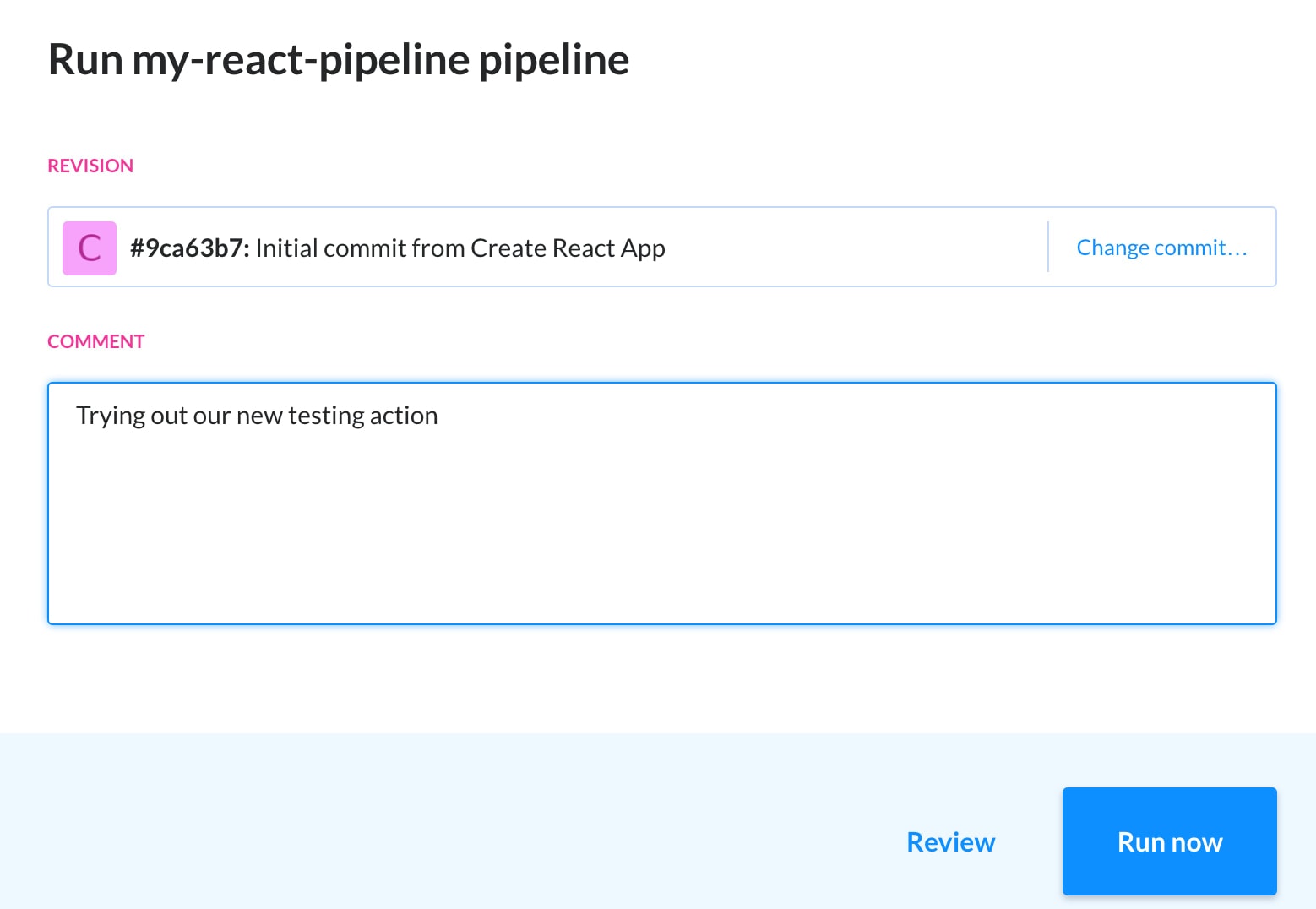Pipeline ran with just test step
