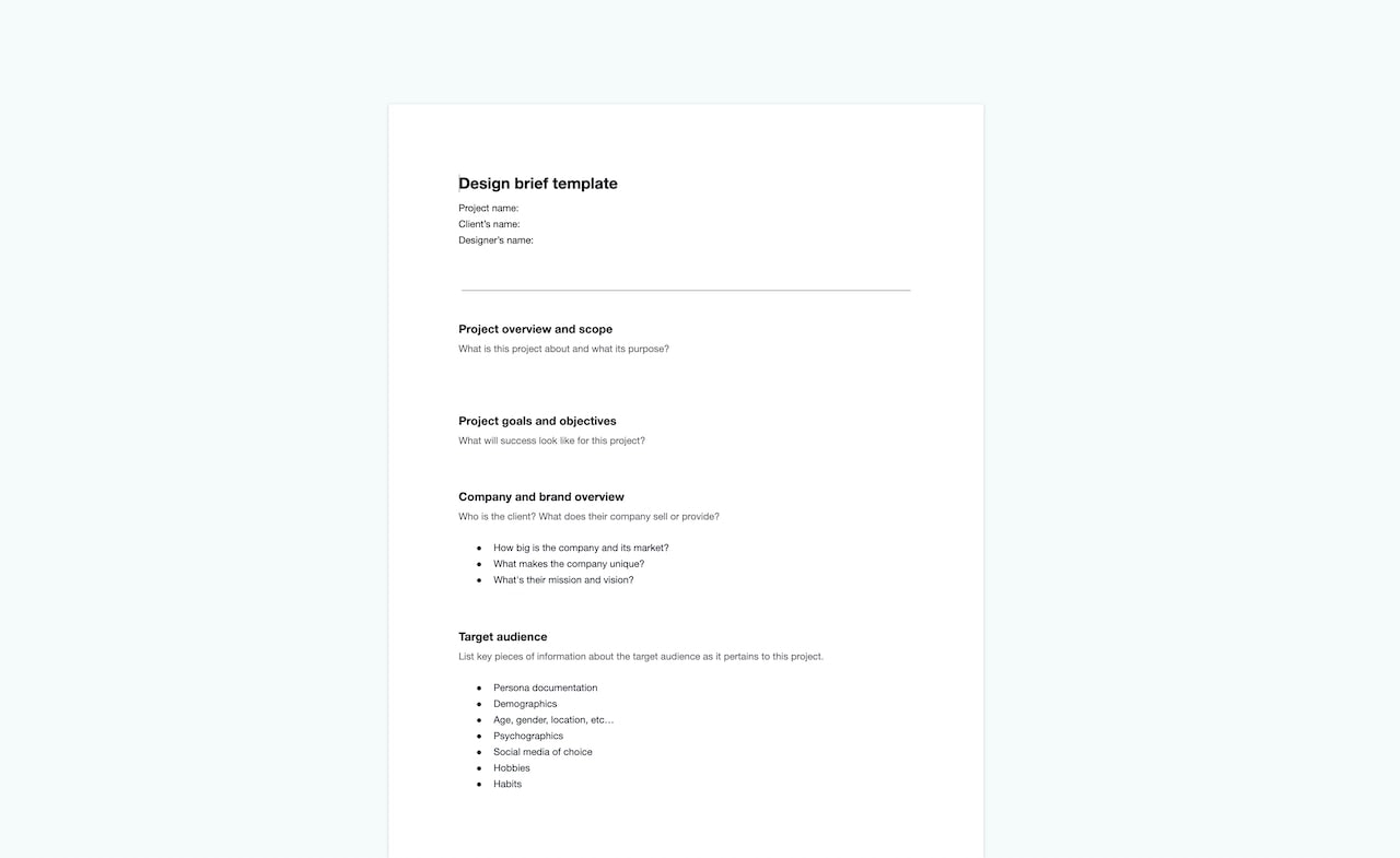 Download your free design brief template